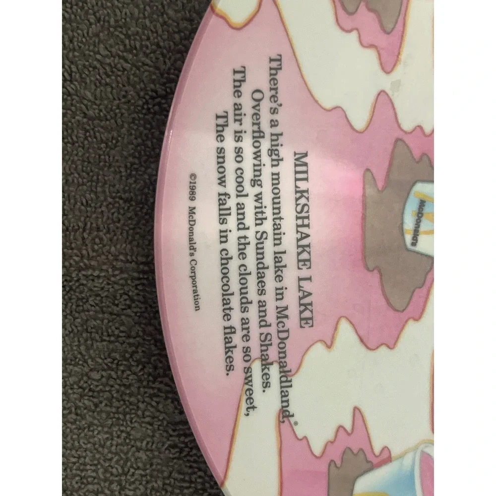 Vintage 1989 McDonalds Milkshake Lake Plate Ronald McDonald Grimace Melamine9.5